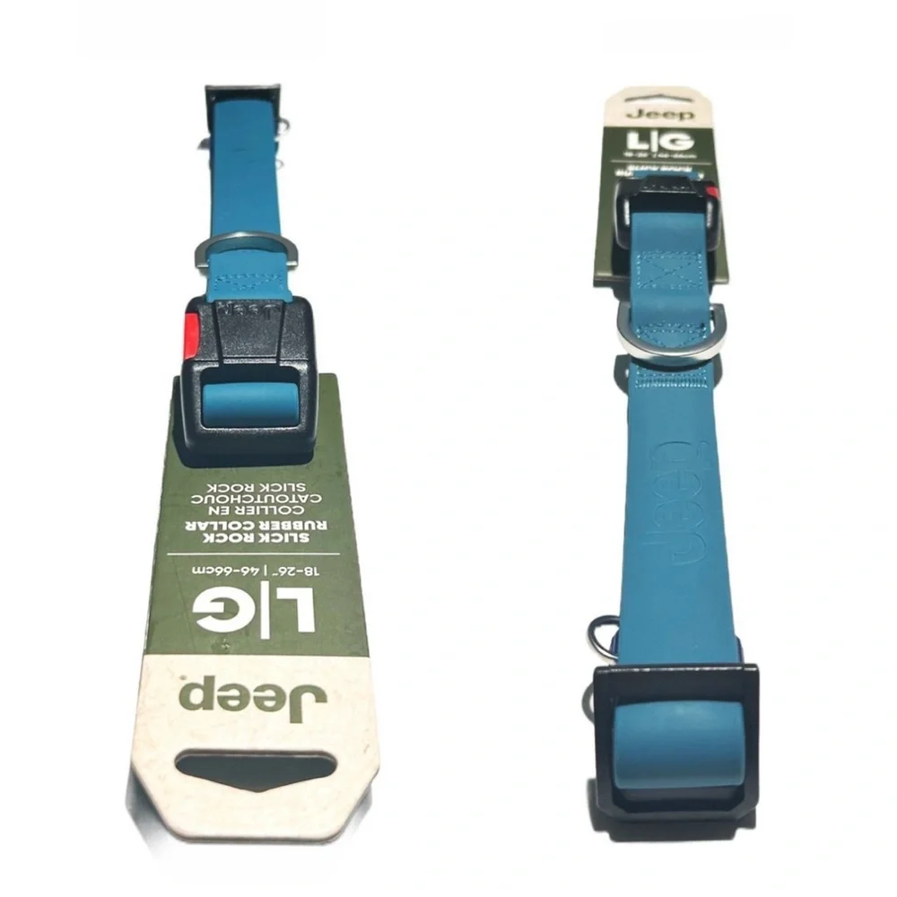 New Jeep Slick Rock Rubber Dog‎ Collar Waterproof Hydro Blue Large 18-26